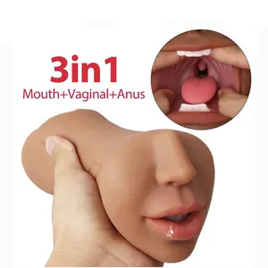 3 In 1 Mannelijke Masturbator Realistische Pocket Pussy Realistische Mond Voor Orale Sex Pocket Kut Mannelijke Masturbatie Cup