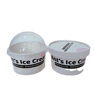 Biểu tượng tùy chỉnh in 3 oz Kem cốc giấy Gelato Kem Bát với nắp và muỗng - Product Image 5