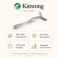 Kinwong YSB19003 Applicateur de crème contour des yeux double embout en alliage de zinc avec tête en T, baguette de massage pour lifting du visage, anti-âge et réduction des poches, beauté
