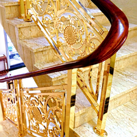 Luxuriöses Innen-Treppengeländer aus Aluminium mit Handlauf und Balustrade in K-Gold-Ausführung, Crewell CWSP300, 5 Jahre Garantie