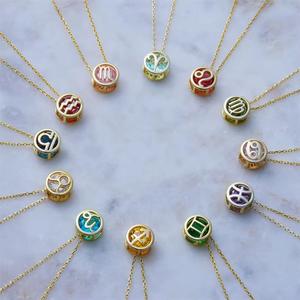 Collar <span class=keywords><strong>de</strong></span> circonita con <span class=keywords><strong>signo</strong></span> del zodiaco hueco y colorido, con piedra <span class=keywords><strong>de</strong></span> nacimiento <span class=keywords><strong>de</strong></span> 12 meses, superventas - Product Image 6