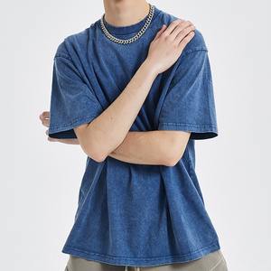 Camiseta personalizable al por mayor Unisex de alta calidad de algodón de calle Retro Casual lavado envejecido camiseta de gran tamaño Streetwear - Product Image 1