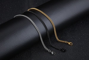 European and American <b>titanium</b> steel necklace, men's personality trend, flat , single <b>chain</b>, versatile, classic - Product Image 1