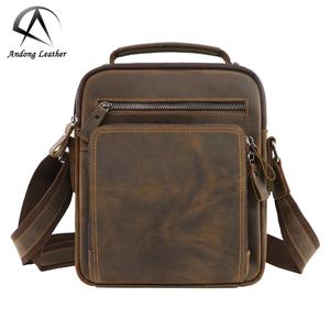 Bolso Bandolera de Cuero Crazy Horse Andong para Hombre, Bolso Mensajero Casual Retro Multifuncional para Trabajo - Product Image 1