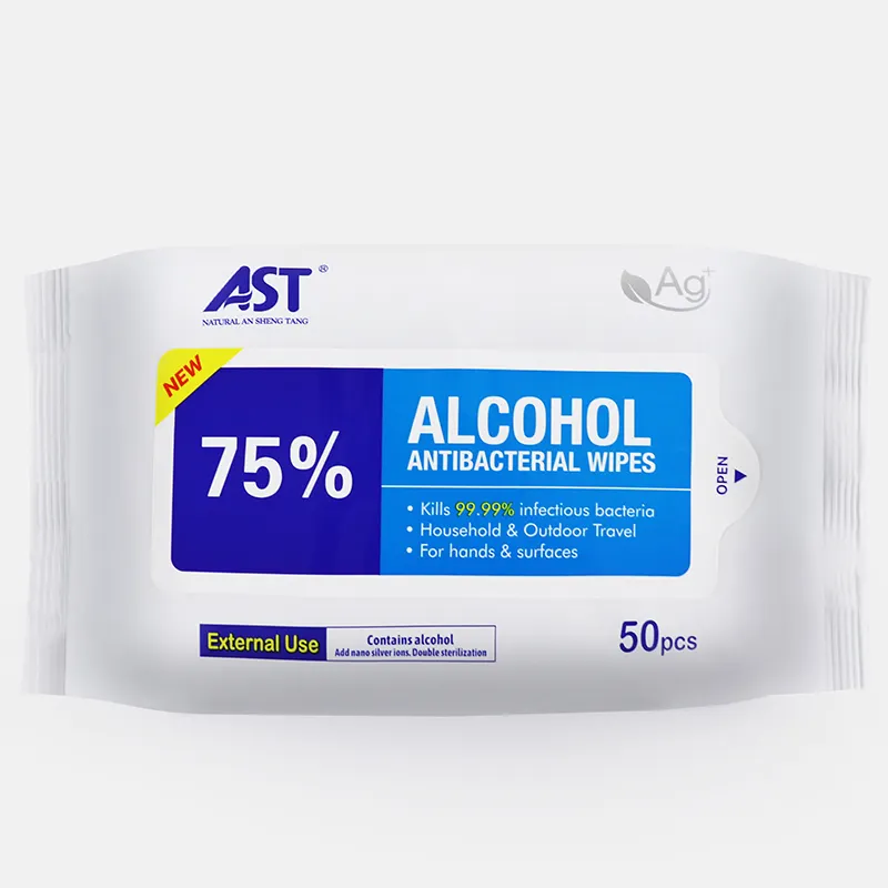Tisu Alkohol Ramah Kulit Tisu Pembersih Paket Tunggal Tisu 75% Alkohol Anti Bakteri Tisu Basah