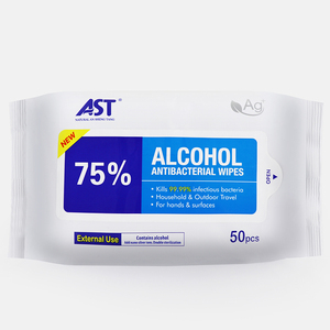 Toalhetes antibacteriano molhados, toalhetes para limpeza de álcool na pele, pacote único, 75% álcool