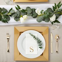 Serviettes en papier jetables pour mariage, 3 plis, motif monogramme lettre S dorée, 4x8 pouces, lot de 50, directement de l'usine OEM