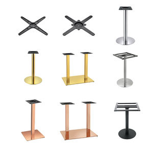 Socle de table double colonne en métal plaqué or, moderne et durable, pour restaurants, centres commerciaux et hôtels - Product Image 3