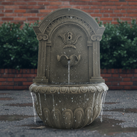 Fontaine murale extérieure de luxe en résine de fibre, finition naturelle, durable, avec éclairage LED, facile à déplacer, pour jardin