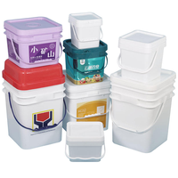 Barils en PP de qualité alimentaire de 20 litres en gros avec logo personnalisé, seaux en plastique carrés, couvercles recyclables, seaux de stockage alimentaire