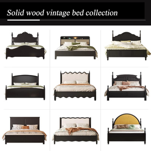 Cama de Madera Maciza Negra de Lujo, Cabecera Semicircular (Tela/Ratán), Personalizable para Proyectos de Hoteles y Apartamentos, Apta para Pedidos al por Mayor - Product Image 6