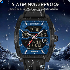 Reloj Sanda 6321 Minimalista con Forma de Barril para Adolescentes y Estudiantes, Reloj Deportivo Multifuncional a Prueba de Agua para Exteriores con Alarma y Función de Repetición - Product Image 4
