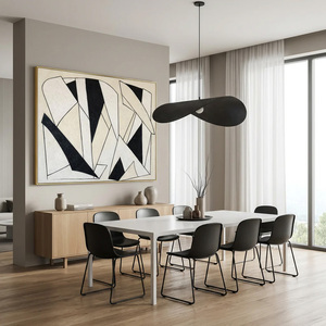 <b>Black</b> White Abstract Line Painting Decorative Canvas Art <b>Framed</b> Hanging Wall Decor for Living Room Bedroom - Product Image 4