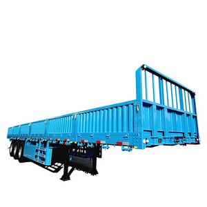 Semi-<span class=keywords><strong>remorque</strong></span> FEICHI à 3 essieux avec panneaux latéraux et barrières de protection, semi-<span class=keywords><strong>remorque</strong></span> en acier haute résistance, semi-remorques multi-essieux - Product Image 1