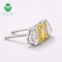 Boucles d'oreilles Toi et Moi en or 18 carats certifiées IGI avec diamant blanc taille émeraude VVS cultivé en laboratoire et serti griffe pour femme