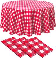 Nappe en plastique à carreaux rouge et blanc, jetable, pour pique-niques, anniversaires, carnavals, fêtes