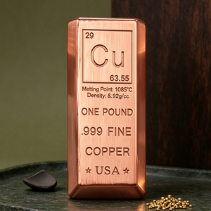 One Pound .999 Fine Copper Bar USA Stamped Square Shape Non <b>Alloy</b> <b>Metal</b> Specimen - Product Image 1