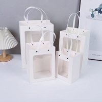 Sacs cadeaux écologiques pour mariage, paniers à fleurs décoratifs, sacs en papier recyclables avec fenêtre transparente, sérigraphie, plusieurs tailles