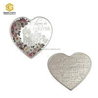 Personnalisé Or Argent Plaqué Je T'aime en Multilingue En Forme De Coeur Amour Pour Toujours Roses Pièce Saint Valentin Mariage Cadeau De Mariage