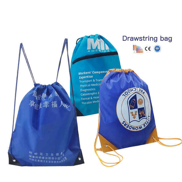 Multi-Color Color Printing Sports Drawstring Bag Recycled Waterproof Shopping Bag Reusable Polyester Drawstring Bag