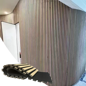 Tùy chỉnh uốn cong slat gỗ mềm tường bảng Dải triamine giấy Veneer mỏng <span class=keywords><strong>MDF</strong></span> Acoustic chống cháy tấm - Product Image 4
