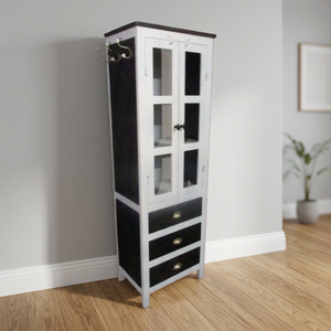 Bibliothèque Modulaire Industrielle Vintage à 2 Portes, Écologique, avec 2 Tiroirs, en Fer et Bois de Mangue, pour Chambre, Bureau, Salon, Cuisine - Product Image 3