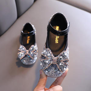 Scarpe da principessa per bambini scarpe da sposa Glitter per ragazze di moda strass per bambini ballerine scarpe di cuoio per bambini - Product Image 2