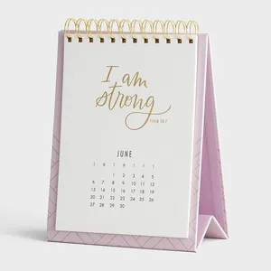 Calendario da tavolo con flip, filo a spirale, supporto, tavolo, scrivania, logo personalizzato stampato, 2023, 2024