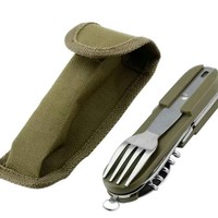 Ensemble de vaisselle pliante d'extérieur en acier inoxydable kit de vaisselle de voyage réutilisable pour le pique-nique et le camping