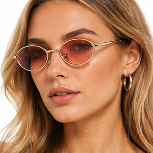 Logo Custom 2026 Fashion Retro Metal <b>Small</b> <b>Frame</b> <b>Sunglasses</b> UV400 Alloy Oval Sun Glasses for Men Women - Product Image 1