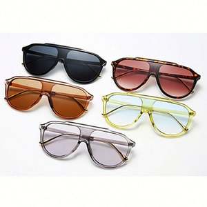 Gafas de Sol de Moda 2022, Montura Transparente Verde Retro, Lentes de Una Pieza, Gafas de Sol de Gran Tamaño para Mujer - Product Image 6