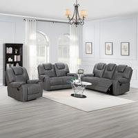 Ensemble de canapés inclinables manuels 3 pièces : canapé, causeuse et fauteuil avec table console pour salon et mobilier de détente à domicile