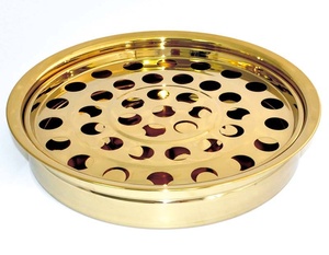 Communion Ware Set <b>Stainless</b> <b>Steel</b> <b>Tray</b> and Disk Gold - Product Image 1