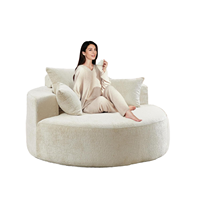 Chaise longue surdimensionnée moderne en chenille écologique avec assise profonde, dossier ergonomique et accoudoirs carrés pour appartement et villa