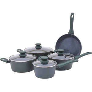 9-Piece Modern Aluminum Alloy Cooking <b>Pots</b> Glass Lids Bakelite Handles Dishwasher Oven Safe Gas <b>Induction</b> Ready Cookware Set - Product Image 1