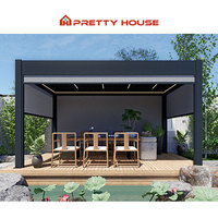 Système de toit d'ouverture de terrasse en aluminium imperméable à la pluie Pergola d'arrière-cour avec écran latéral