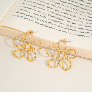 Pendientes Florales Brillantes de la Nueva Línea Boho Otoño/Invierno 2026, Estilo <span class=keywords><strong>Barcelona</strong></span>, Vacaciones, Dazan, Chapados en Oro de 18k, Acero Inoxidable Hipoalergénico, Joyería para Mujer - Product Image 1