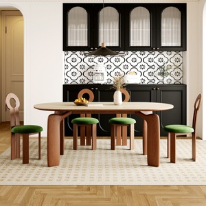 Ensemble table et chaises ovales en bois de frêne blanc nordique, 6 pièces, meubles de salle à manger en bois massif, design durable - Product Image 2