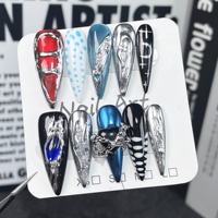 Produits chauds 10 pièces gothique Y2K amande portable oeil de chat Punk métal Style fête ongle autocollant à la main presse sur les ongles