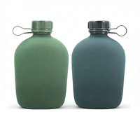 Botella de Agua Táctica Portátil de Aleación de Aluminio de 1L, Cantimplora para Campismo, Senderismo, Supervivencia, para Entusiastas de la Aventura