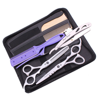 Kit de Salon Professionnel : Ciseaux de Barbier en Acier Japonais, Ciseaux Droits et Effileurs, Peigne pour Salons et Barbiers, Affûtage de Précision 1010