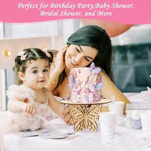 Support à gâteau en bois en forme de papillon - Centre de table décoratif pour mariage, anniversaire, collation, fête - Product Image 4