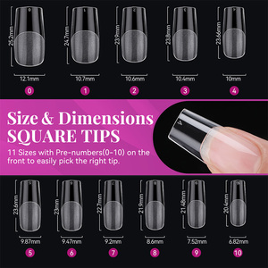 BORN PRETTY - <span class=keywords><strong>Uñas</strong></span> Postizas Profesionales de Cobertura Total, <span class=keywords><strong>Cortas</strong></span>, Forma Ataúd, Almendradas, Cuadradas, Transparentes, de Acrílico ABS, Puntas de Gel Suave, 550 Unidades, Venta al por Mayor - Product Image 2