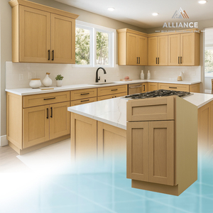 White Oak Kitchen Cabinets Solid Wood | Custom Kitchen Cabinets White Oak | Made To Order Kitchen Cabinets For Home Builders - Product Image 1