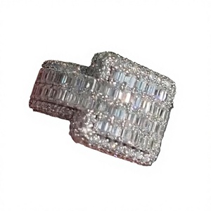 Hot Popular Cross Hiphop Iced Baguette Brilliant Cut Claw Setting D Color VVS Moissanite 925 <b>Silver</b> GRA Certified Cuban <b>Ring</b> <b>Men</b> - Product Image 4
