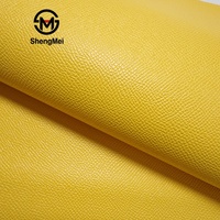 Tissu en similicuir PU gaufré jaune effet velours de coton, résistant à l'abrasion, anti-humidité et coupe-vent, pour sacs à main, ceintures, chaussures, canapés et intérieur de voiture