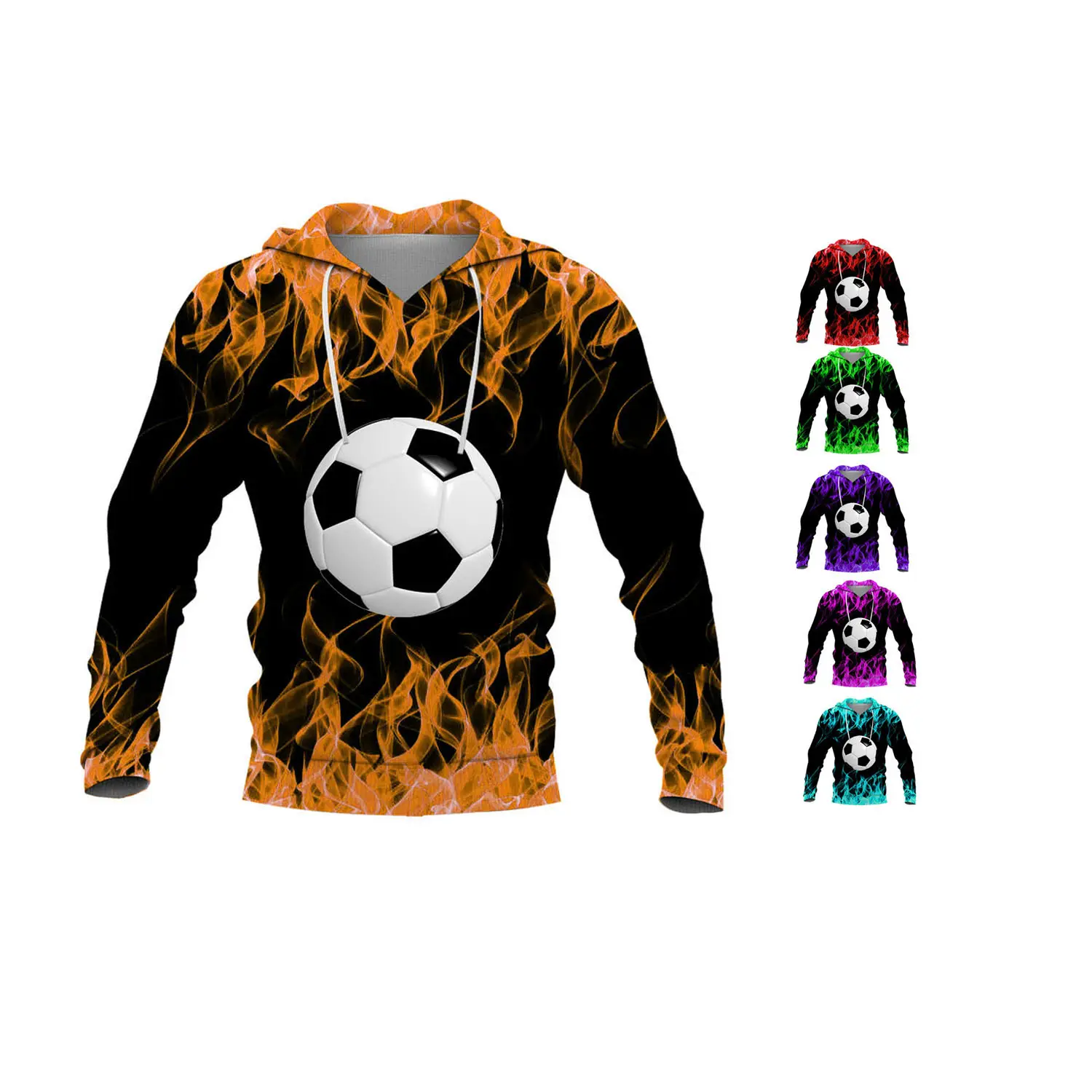 OEM free Flame FOOTBALL 3D printed all over casual loose fashion hoodie men's pullover from XXXXS to 4xl hoodie