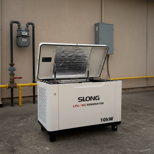 SLONG Emergency 10kW Natural Gas Silent Home Standby Genset Guardian Series Outdoor Green Power 550cc Engine 25L Fuel Tank WiFi