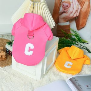 Dog Hoodie With Leash Letter C Design Polyester Fleece Lining For <b>Cats</b> And Dogs Autumn Winter Sweatshirt Pet <b>Clothes</b> - Product Image 4