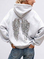 Nouveauté Ensemble de sweat-shirt à imprimé ailes brillantes à paillettes 2 pièces Tenue de sport décontractée pour hommes et femmes